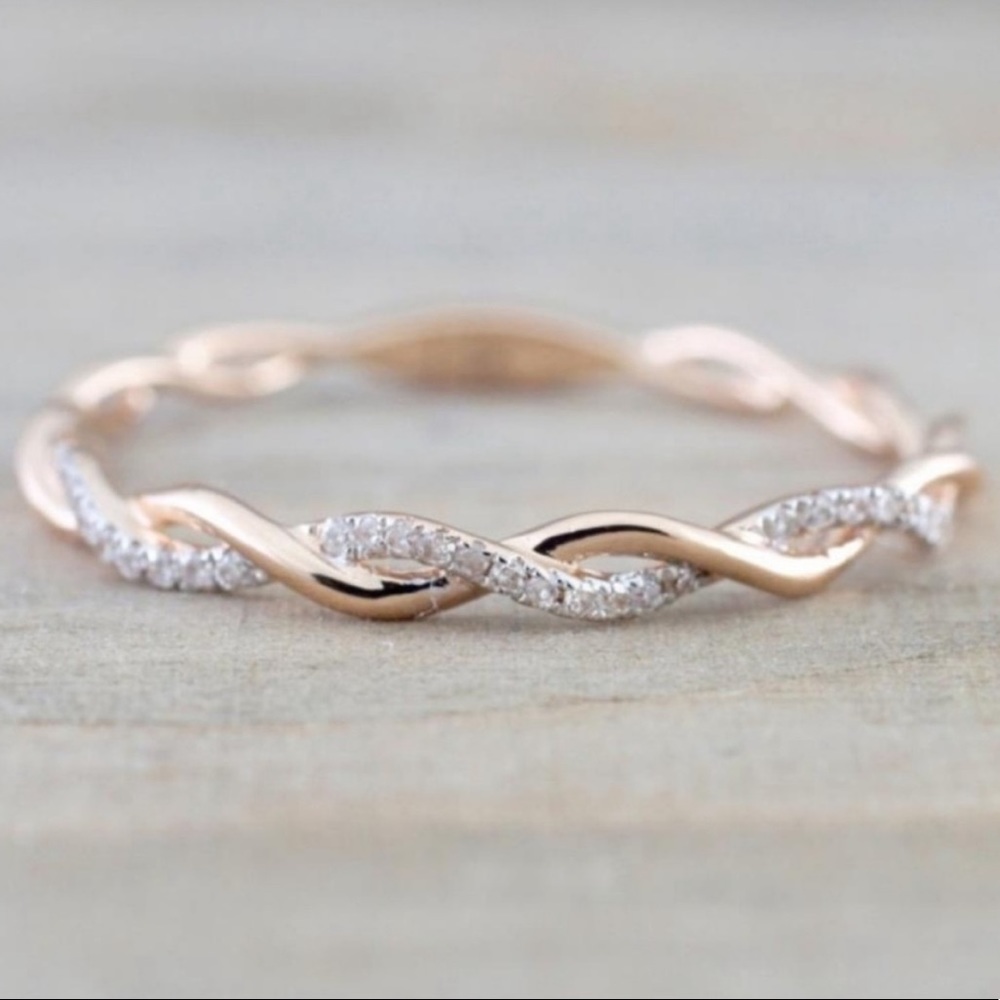 NEW💍18K ROSE GOLD DIAMOND ETERNITY WEDDING RING - Picture 1 of 5